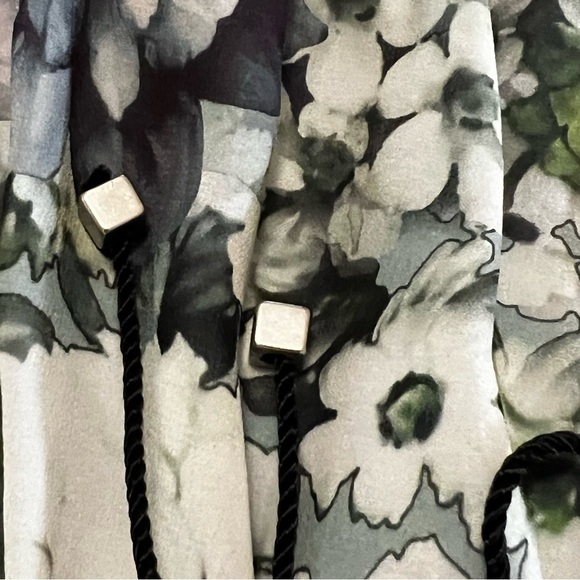 NICHOLAS Silk Evergreen Floral Dress Off the Shoulder Bell Sleeves Whimsigoth - Picture 15 of 16